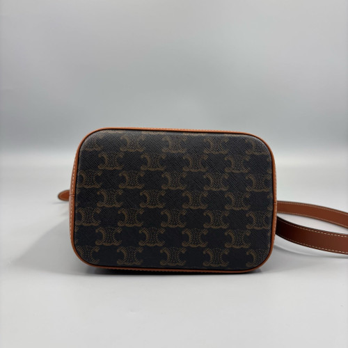 Celine Triomphe Bucket Bag Small Triomphe Brown Black