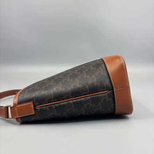 Celine Triomphe Bucket Bag Small Triomphe Brown Black