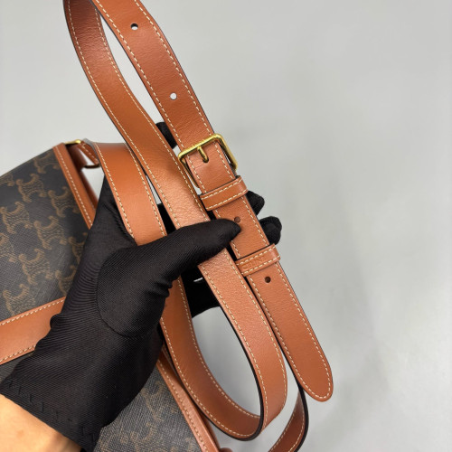 Celine Triomphe Bucket Bag Small Triomphe Brown Black