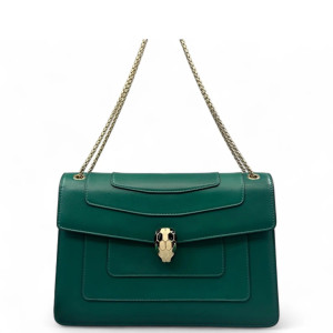 Bvlgari Large Serpenti Forever Shoulder Bag Smooth Calfskin Green