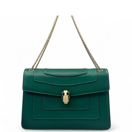 Bvlgari Large Serpenti Forever Shoulder Bag Smooth Calfskin Green