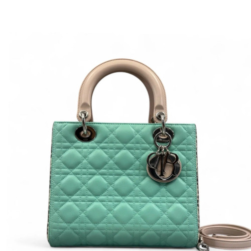 Dior Medium Lady Dior Lambskin Green Beige Black