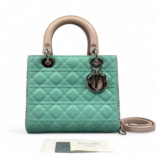 Dior Medium Lady Dior Lambskin Green Beige Black