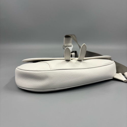 Dior Saddle Crossbody Bag Grained Calfskin White