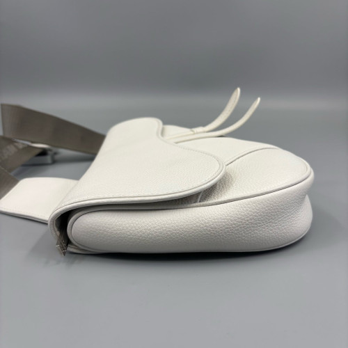 Dior Saddle Crossbody Bag Grained Calfskin White
