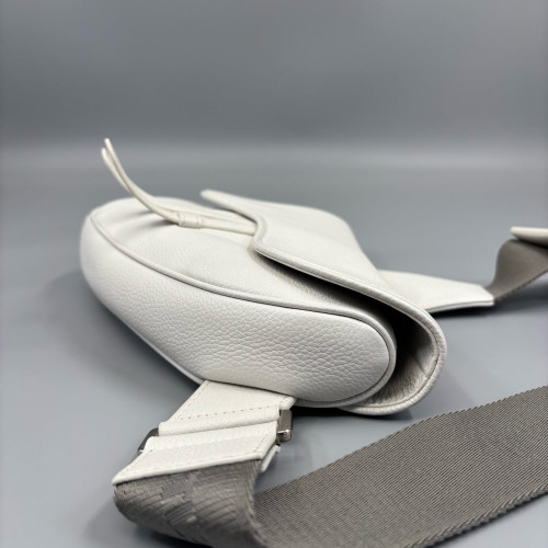 Dior Saddle Crossbody Bag Grained Calfskin White