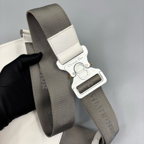 Dior Saddle Crossbody Bag Grained Calfskin White