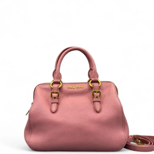 Miu Miu Two-Way Bag Grained Calfskin Pink