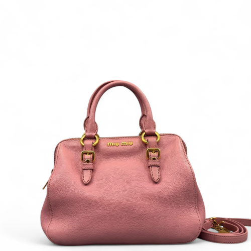 Miu Miu Two-Way Bag Grained Calfskin Pink