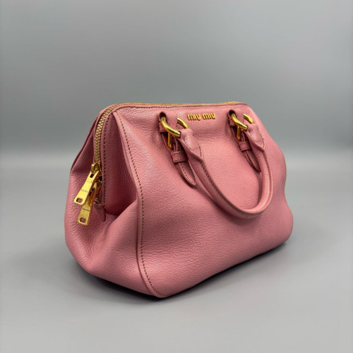 Miu Miu Two-Way Bag Grained Calfskin Pink