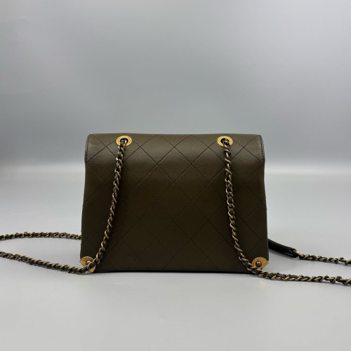 Chanel Quilted Small Archi Chic Flap Bag Calfskin Dark Green
