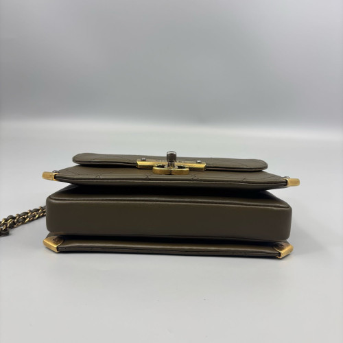 Chanel Quilted Small Archi Chic Flap Bag Calfskin Dark Green