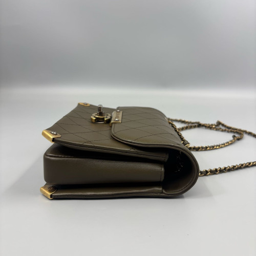 Chanel Quilted Small Archi Chic Flap Bag Calfskin Dark Green