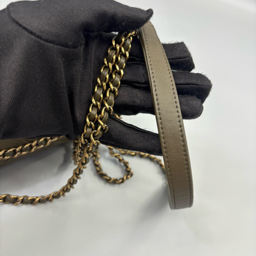Chanel Quilted Small Archi Chic Flap Bag Calfskin Dark Green