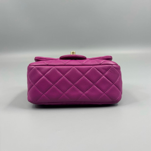Chanel Quilted Mini Pearl Crush Square Flap Calfskin Purple