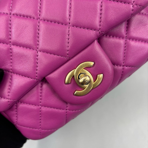 Chanel Quilted Mini Pearl Crush Square Flap Calfskin Purple