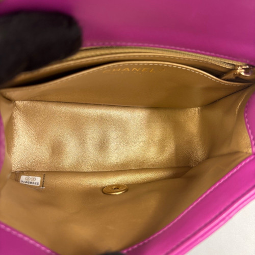 Chanel Quilted Mini Pearl Crush Square Flap Calfskin Purple