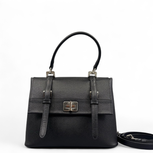 Prada Handbag Saffiano Calfskin Black