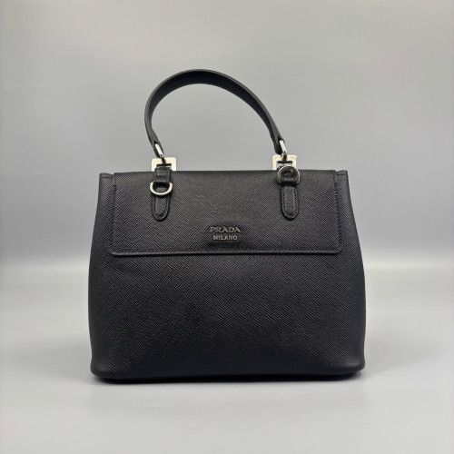 Prada Handbag Saffiano Calfskin Black