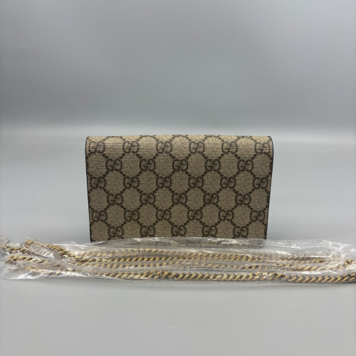 Gucci Mini Cherry Chain Wallet GG Supreme Monogram Beige Brown Red Gucci Mini Cherry Chain Wallet GG Supreme Monogram Beige Brown Red