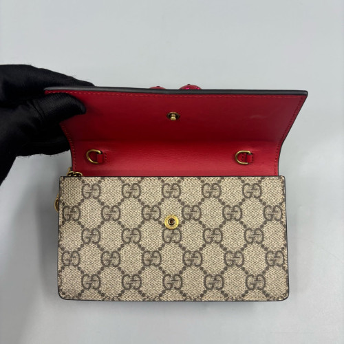 Gucci Mini Cherry Chain Wallet GG Supreme Monogram Beige Brown Red Gucci Mini Cherry Chain Wallet GG Supreme Monogram Beige Brown Red