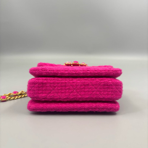 Chanel Quilted Mini Square Flap Tweed Pink