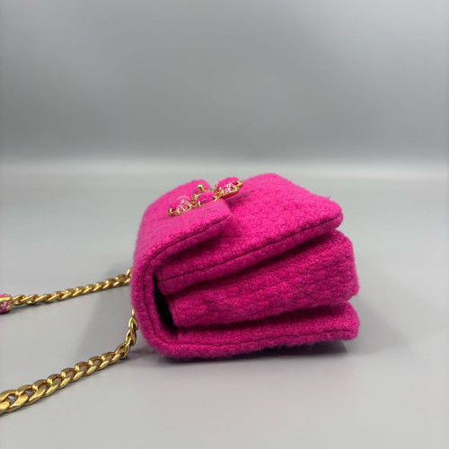 Chanel Quilted Mini Square Flap Tweed Pink