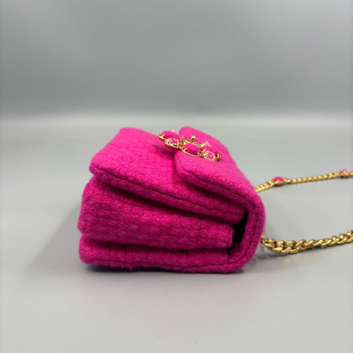 Chanel Quilted Mini Square Flap Tweed Pink
