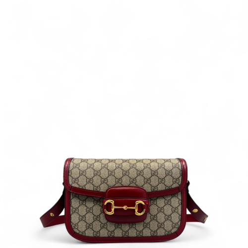 Gucci Medium Horsebit 1955 GG Monogram Beige Red