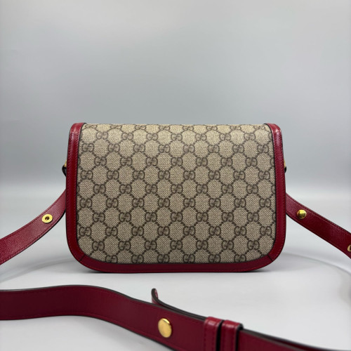 Gucci Medium Horsebit 1955 GG Monogram Beige Red