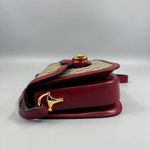 Gucci Medium Horsebit 1955 GG Monogram Beige Red