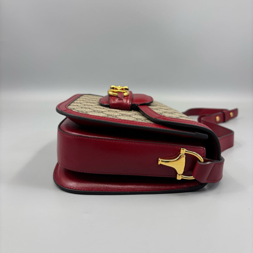 Gucci Medium Horsebit 1955 GG Monogram Beige Red
