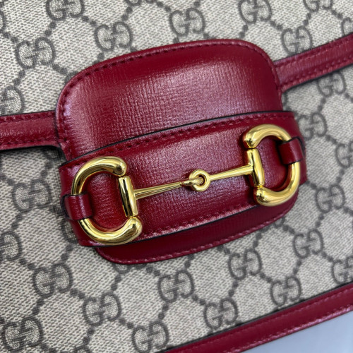 Gucci Medium Horsebit 1955 GG Monogram Beige Red