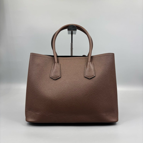 Prada Large Double Bag Saffiano Calfskin Brown