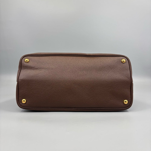 Prada Large Double Bag Saffiano Calfskin Brown