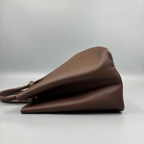 Prada Large Double Bag Saffiano Calfskin Brown