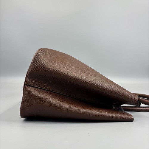 Prada Large Double Bag Saffiano Calfskin Brown