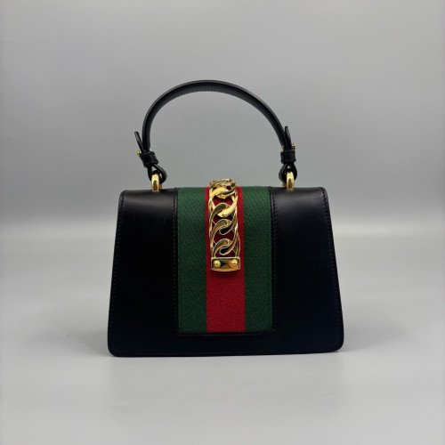 Gucci Web Mini Sylvie Shoulder Bag Calfskin Black Green Red