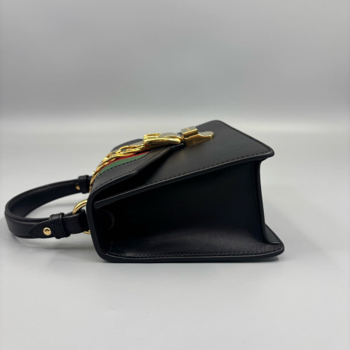Gucci Web Mini Sylvie Shoulder Bag Calfskin Black Green Red