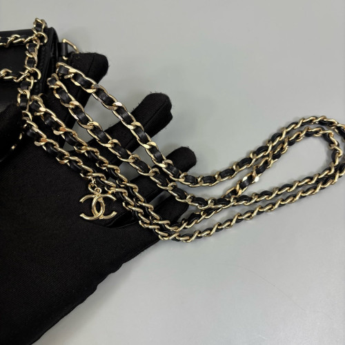 Chanel Mesh Phone Holder Lambskin Black