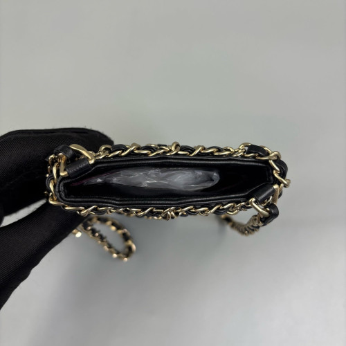 Chanel Mesh Phone Holder Lambskin Black