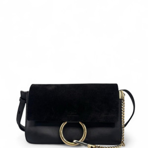 Chloe Mini Faye Day Shoulder Bag Suede Calfskin Black
