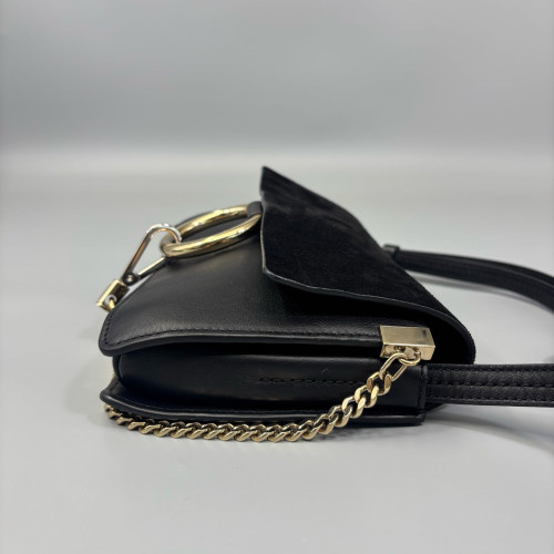 Chloe Mini Faye Day Shoulder Bag Suede Calfskin Black