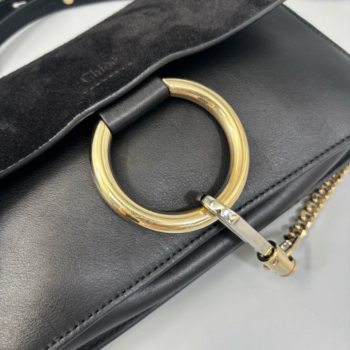 Chloe Mini Faye Day Shoulder Bag Suede Calfskin Black