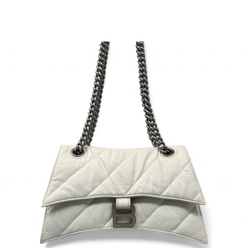 Balenciaga Crush Chain Shoulder Bag Xs Calfskin White