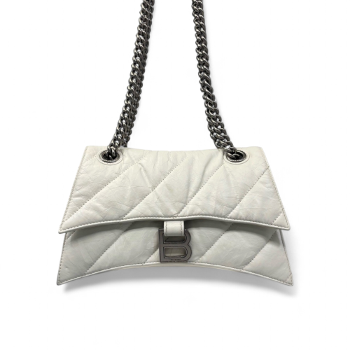Balenciaga Crush Chain Shoulder Bag Xs Calfskin White