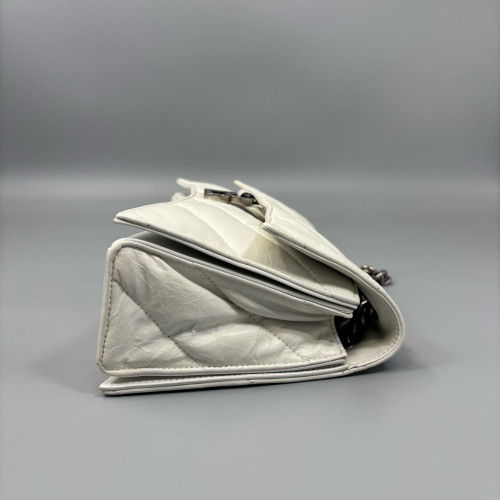 Balenciaga Crush Chain Shoulder Bag Xs Calfskin White
