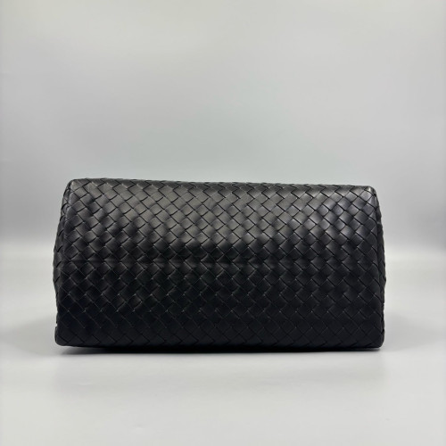 Bottega Veneta Small Roma Tote Bag Lambskin Intrecciato Nappa Black