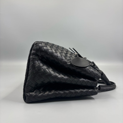 Bottega Veneta Small Roma Tote Bag Lambskin Intrecciato Nappa Black