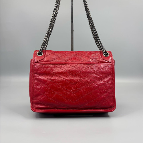 Yves Saint Laurent Medium Niki Chain Pull Up Leather Red
